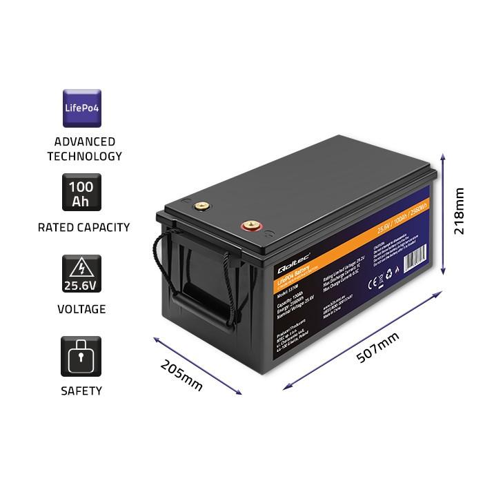 Qoltec Qoltec Akumuliatorius LiFePO4 Litowo-Żelazowo-Fosforanowy | 25.6V | 100Ah | 2560Wh | BMS