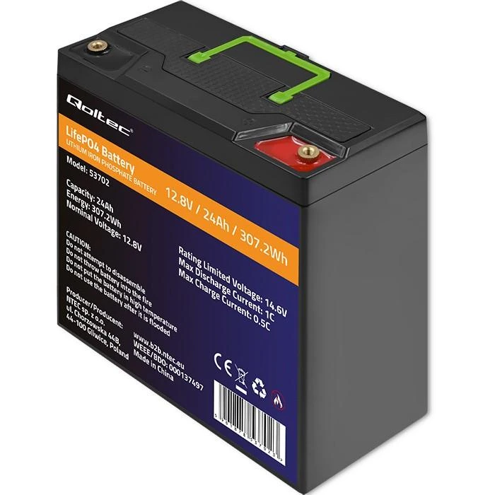 Qoltec 12,8V LiFePO4 baterija su nešiojimo rankena