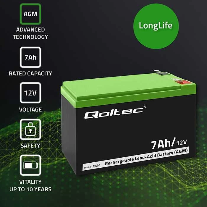 QOLTEC 53030 Gel baterija 12V 7Ah max.72A AGM