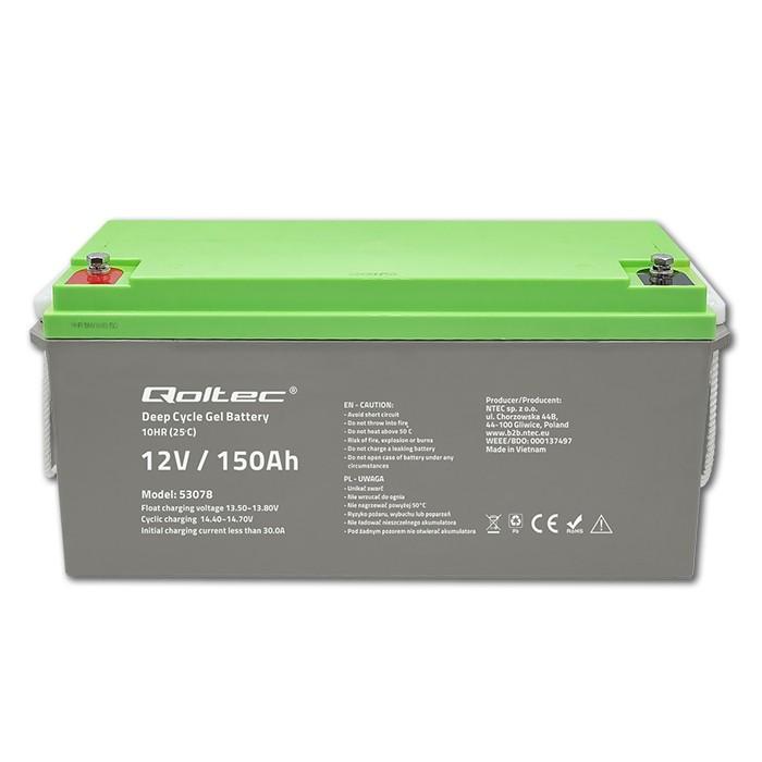 QOLTEC 53078 Deep Cycle Gel baterija 12V 150Ah