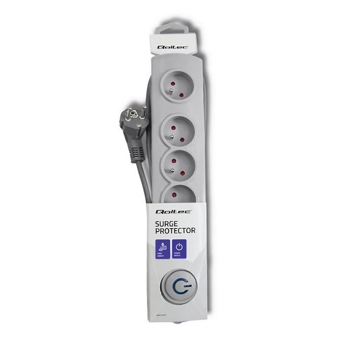 QOLTEC Apsauga nuo viršįtampių Quick Switch 5 lizdai 3m pilka