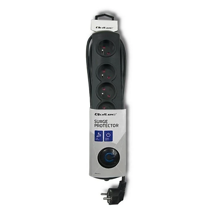 QOLTEC Apsauga nuo viršįtampių Quick Switch 5 lizdai 3m juodas