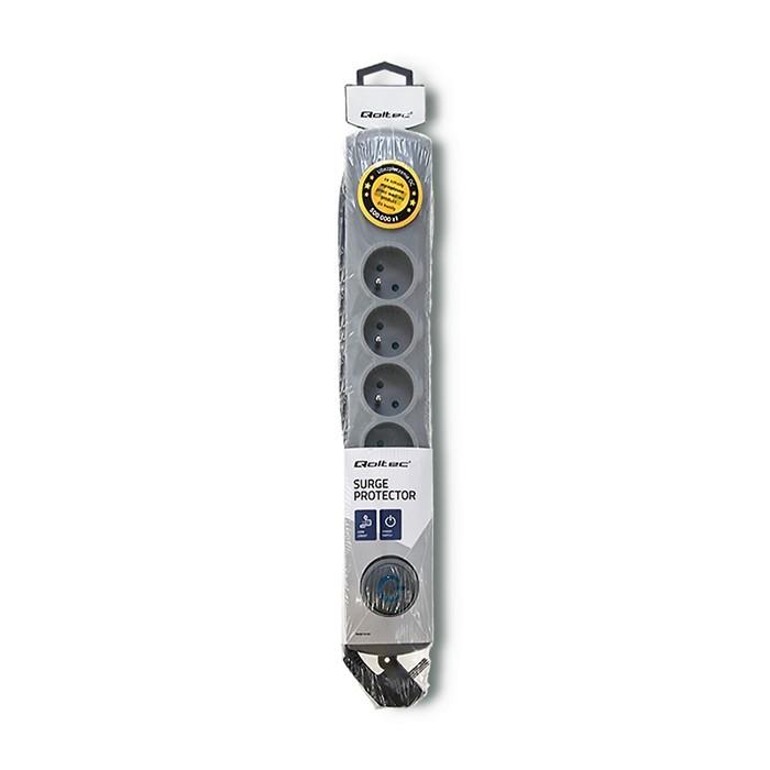 QOLTEC 50165 Apsaugos nuo viršįtampių Quick Switch 6 lizdai pilka 1.8m