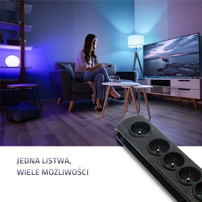 QOLTEC Apsauga nuo viršįtampių su Foot Quick Switch 7 lizdais 1,5 m