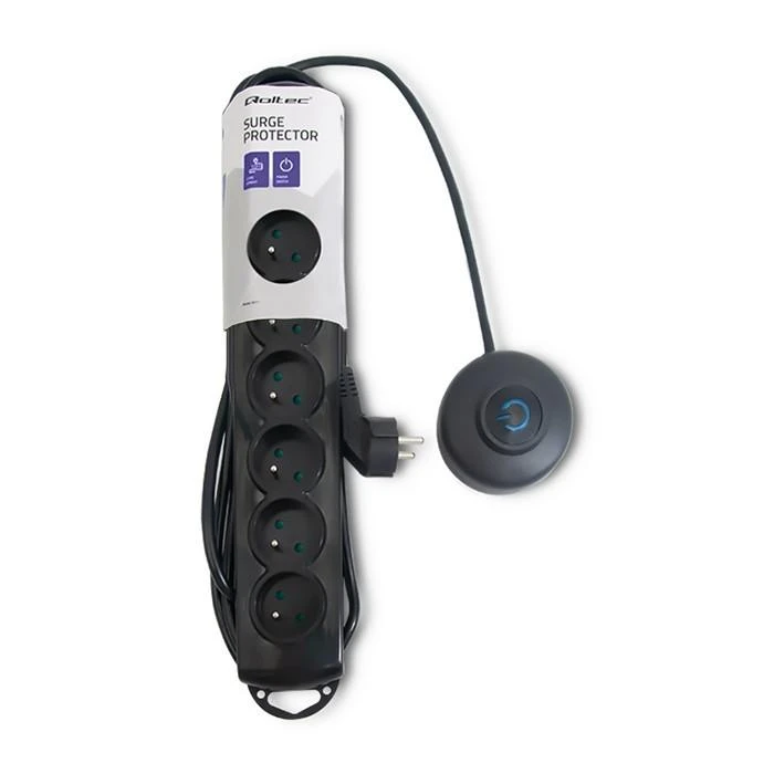 QOLTEC Apsauga nuo viršįtampių su Foot Quick Switch 7 lizdais 1,5 m