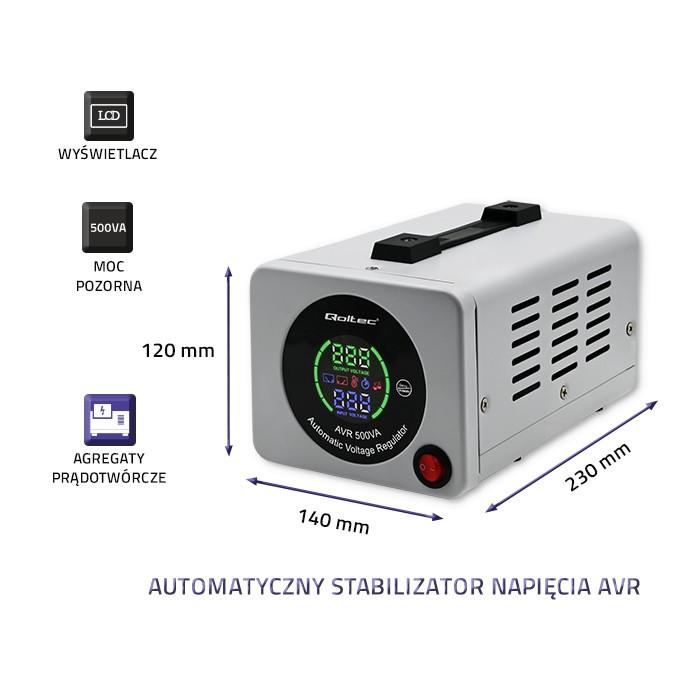 QOLTEC 50722 Automatic Voltage Stabilizer AVR 500VA