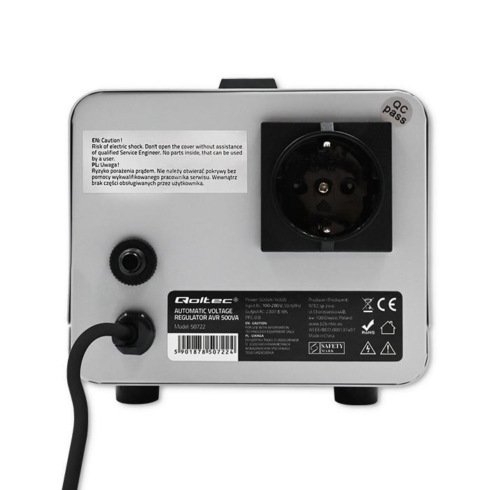 QOLTEC 50722 Automatic Voltage Stabilizer AVR 500VA