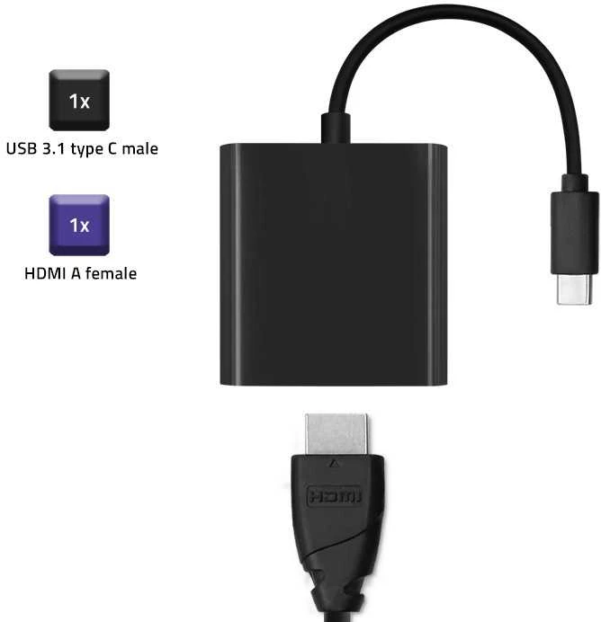 QOLTEC 50375 Qoltec USB adapteris tipas C vyriškas / HDMI moteriškas 4K 23cm