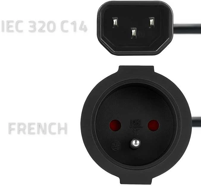 QOLTEC 53907 Adapteris IEC 320 C14 FRENCH 0,15m