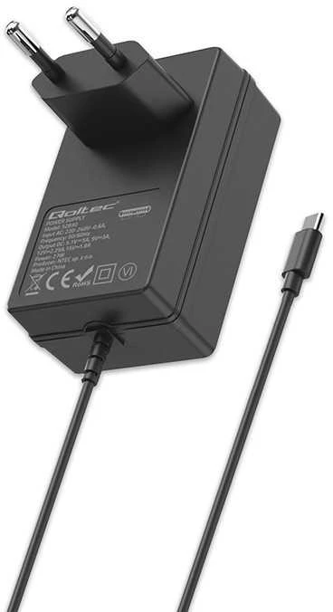 Qoltec Įkroviklis Super FAST PD do Raspberry PI 5 | USB-C | 27W | 5.1V | 5A | Juoda
