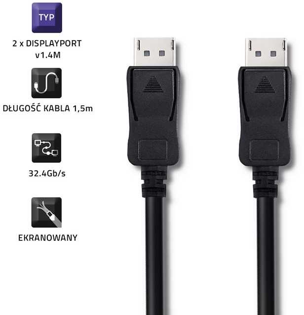 QOLTEC 50586 Qoltec DisplayPort v1.4 vyriškas / DisplayPort v1.4 vyriškas 1,5 m