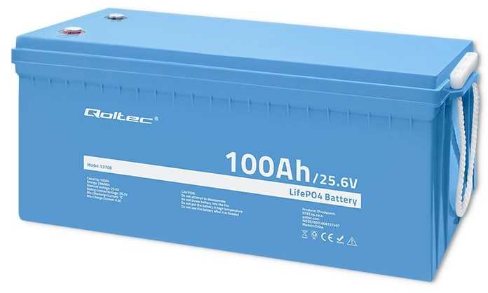Qoltec Qoltec Akumuliatorius LiFePO4 Litowo-Żelazowo-Fosforanowy | 25.6V | 100Ah | 2560Wh | BMS