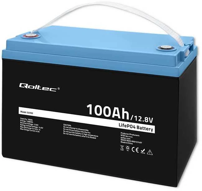 Qoltec Akumuliatorius LiFePO4 Ličio geležies fosfatas | 12,8 V | 100Ah | 1280Wh | BMS