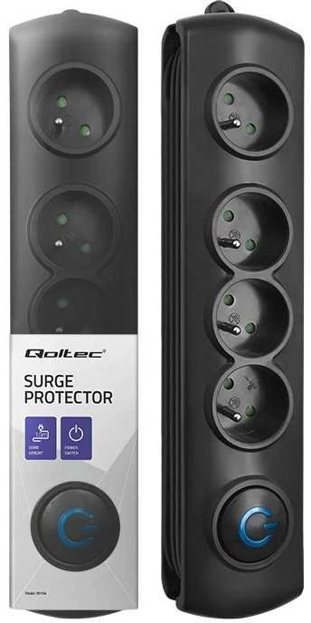 QOLTEC 50104 Viršįtampių apsauga 4 maitinimo lizdas 1,5m