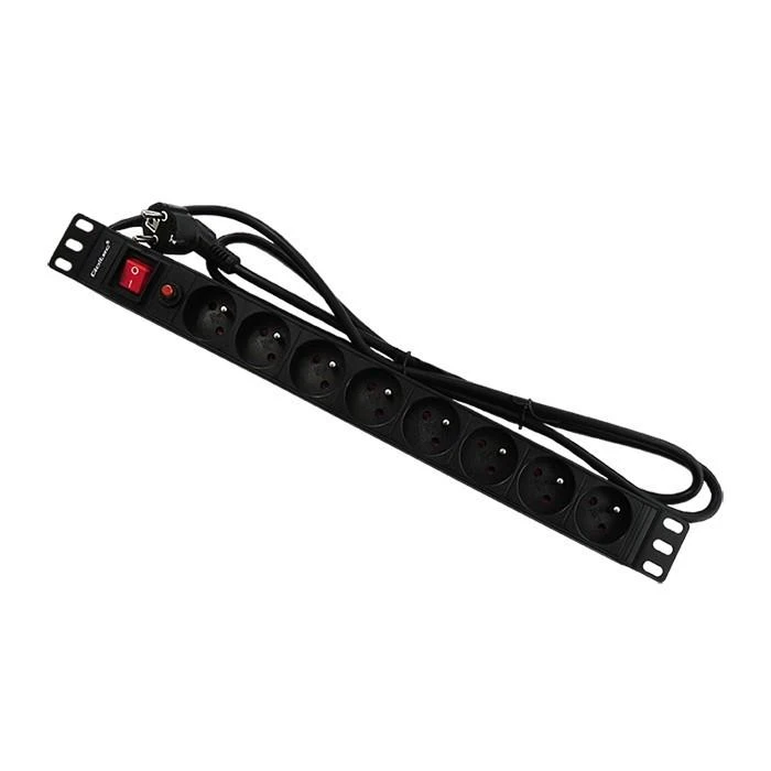 QOLTEC 53996 Apsauga nuo viršįtampių RACK 19 16A 1U PDU 8xSCHUKO 2m