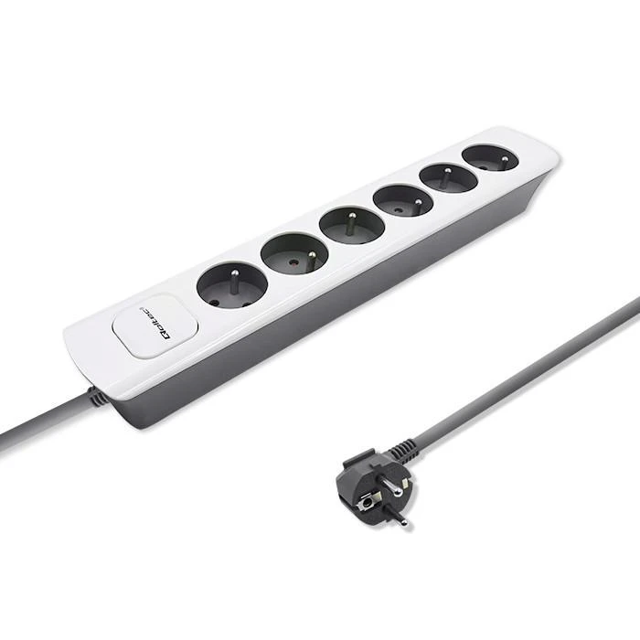 QOLTEC 50297 Maitinimo juosta 6 lizdai 1,8 m Balta pilka