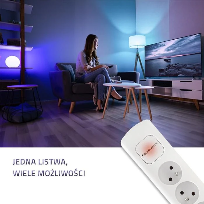 QOLTEC 50278 Maitinimo juosta 6 lizdai 1,8m Baltas