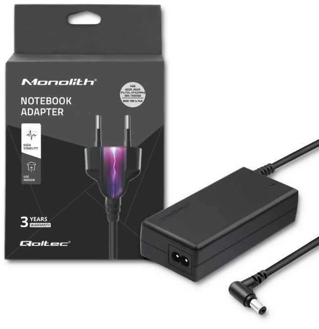 QOLTEC 50070 Nešiojamas kompiuteris AC power adapter 90W 19V 4.74 A 5.5x2.5 +power cable