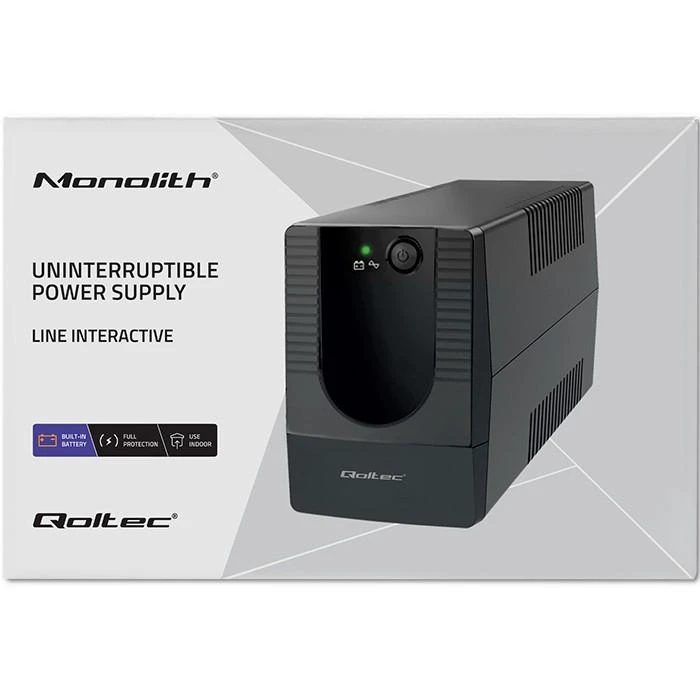 QOLTEC 53772 nepertraukiamo maitinimo linijos interaktyvus monolitas 650VA 360W