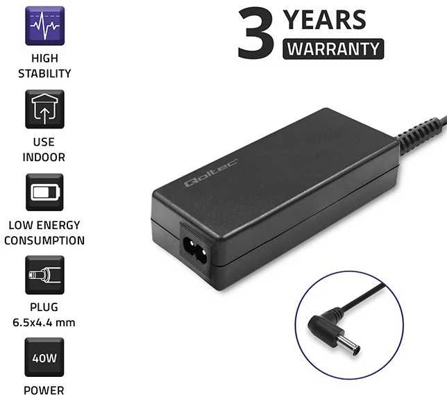 QOLTEC 51775 AC adapter for monitorius LG 40W 19V 2.1A 6.5 4.4