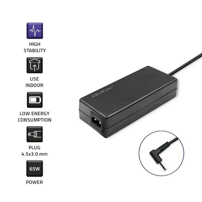 QOLTEC 52406 maitinimo adapteris, skirtas Samsung 65W / 19V / 3.42A / 3.0x1.0