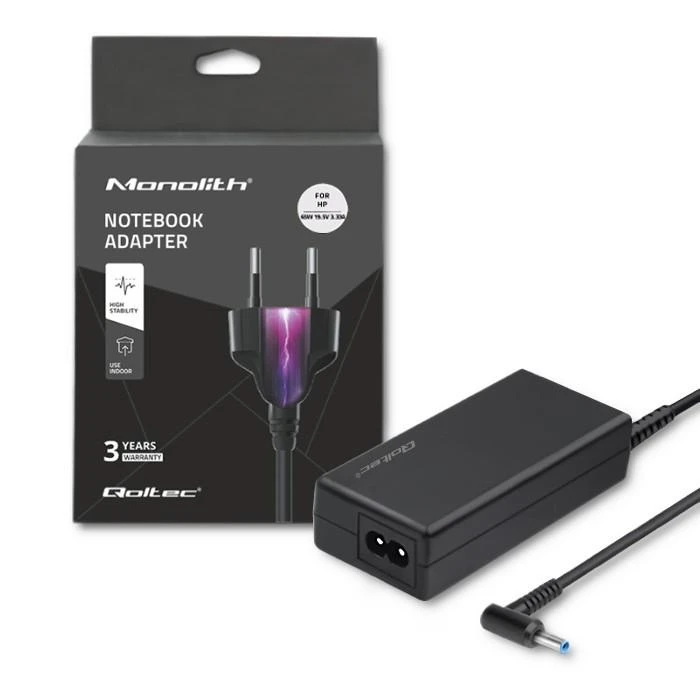QOLTEC 51555 Nešiojamas kompiuteris AC maitinimo adapteris Qoltec skirtas HP 65W 19.5V 3.33A 4.5 3.0 SLIM