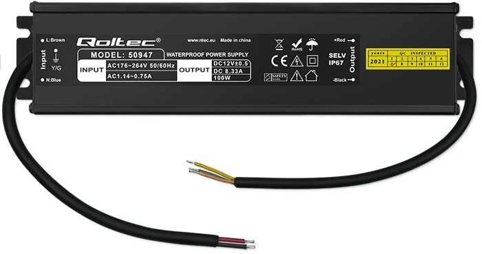 QOLTEC 50947 Impulsinis maitinimo šaltinis LED IP67 100W 12V 8.3A