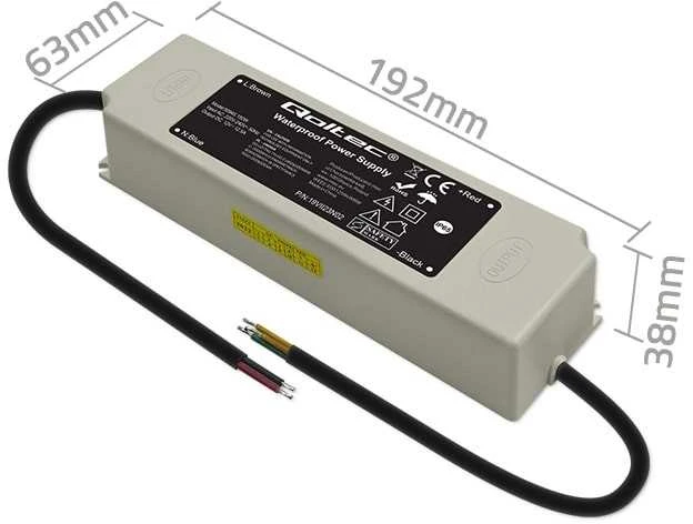 Qoltec Maitinimo šaltinis impulsinis LED IP67 | 150W | 12V | 12,5A | Atsparus vandeniui | Baltas