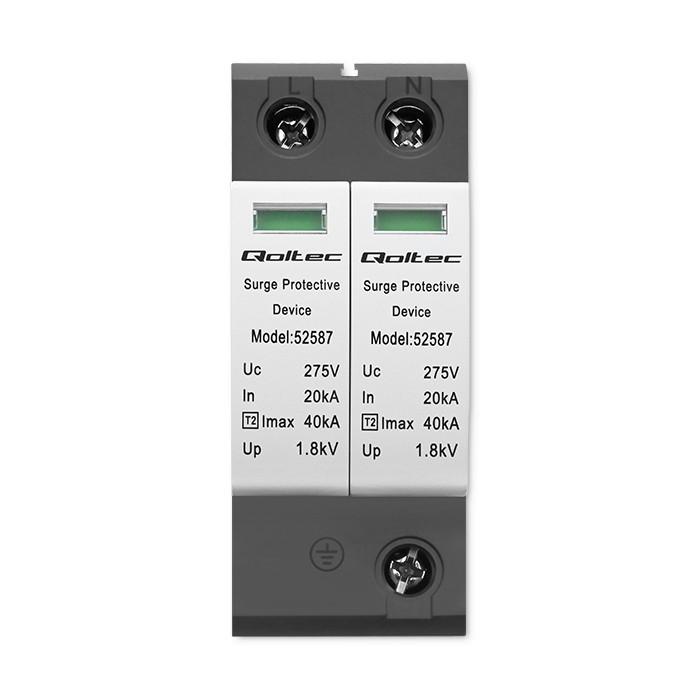 QOLTEC 52587 kintamosios srovės viršįtampio iškroviklis / 2P / 275V / T2 / BC