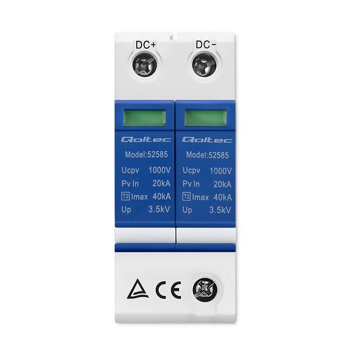 QOLTEC 52585 nuolatinės srovės viršįtampio iškroviklis / 2P / 1000V / T2 / BC