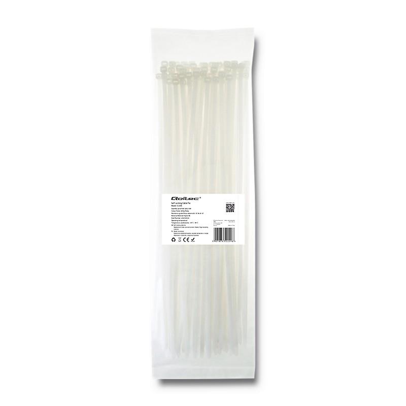 Qoltec saviblokavimo nailoninis kabelių rišiklis 4.8x350 mm baltas 100 vnt