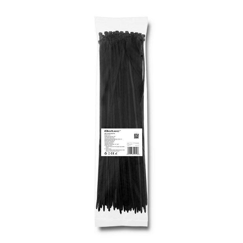 QOLTEC 52212 Zippers 4.8 400 100pcs nylon UV Juodas