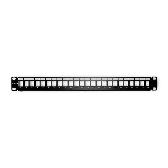 QOLTEC 54479 Patch panel RACK 24 jungtys UTP blank Juodas