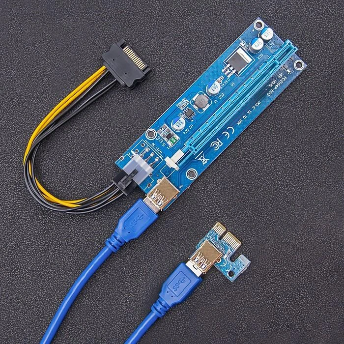 QOLTEC 55507 Riser PCI-E 1x - 16x USB 3.0 ver. 009S SATA / PCI-E 6 kontaktai