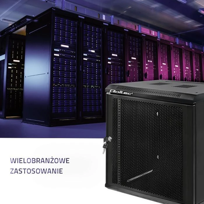 QOLTEC 54488 RACK spintelė 19 colių 12U 450 x 600 x 635 perforuotos durys