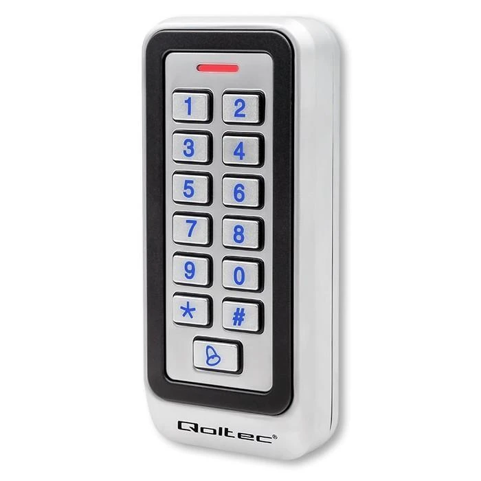 QOLTEC 52442 Kodinė spyna RHEA su RFID skaitytuvu Kodų kortelės rakto pakabukas Durų skambutis IP68 EM