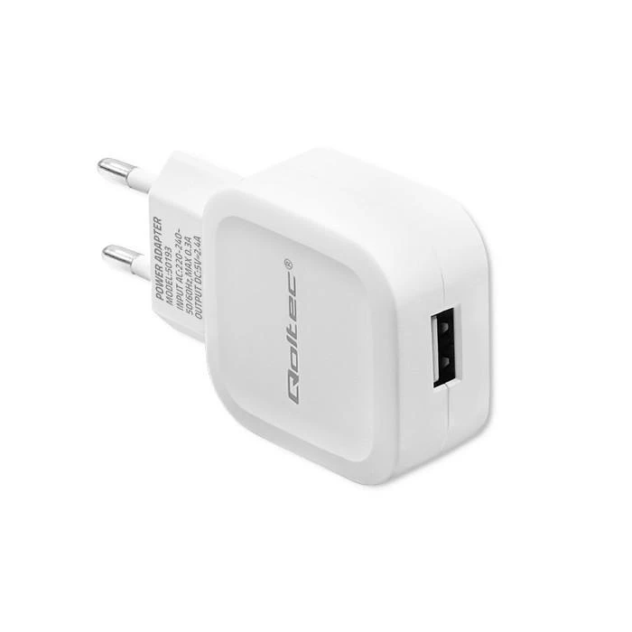 QOLTEC 50193 AC adapter for Išmanusis telefonas / Planšetė 12W 5V 2.4A USB baltas