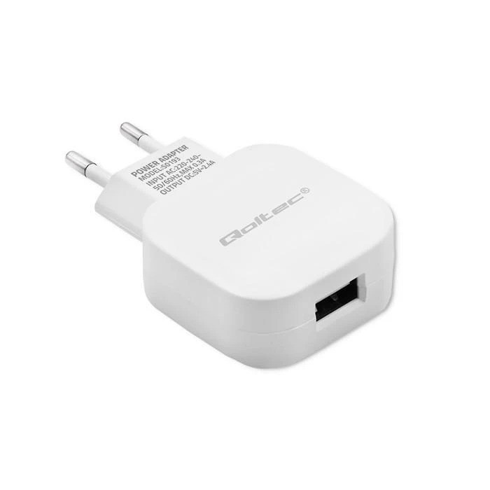 QOLTEC 50193 AC adapter for Išmanusis telefonas / Planšetė 12W 5V 2.4A USB baltas