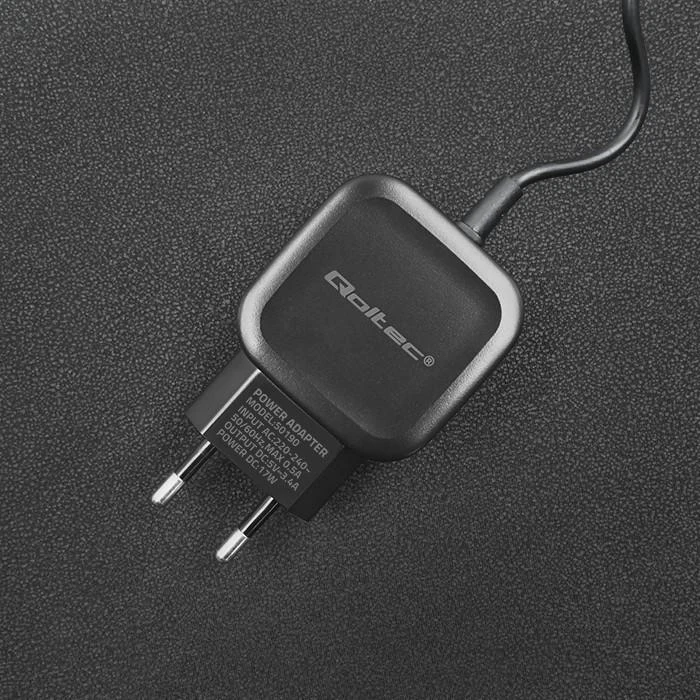 QOLTEC 50190 kintamosios srovės adapteris 17W 5V 3.4A USB+ USB C tipas