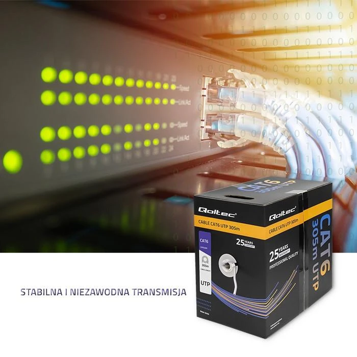 QOLTEC 50359 UTP network cable CAT6 305m PVC pilkas