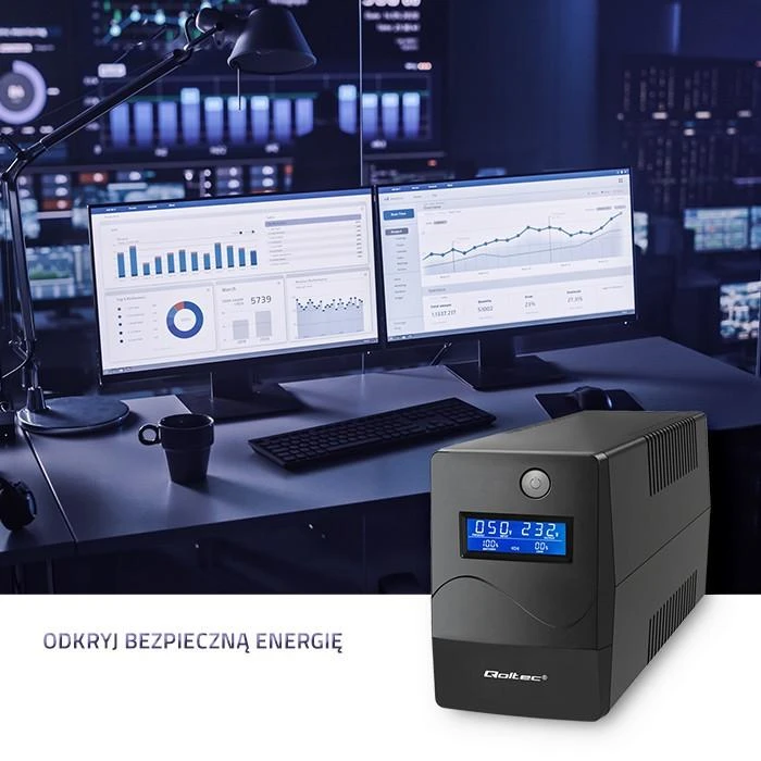 QOLTEC 53980 UPS Monolith 1000VA 600W LCD USB RJ45