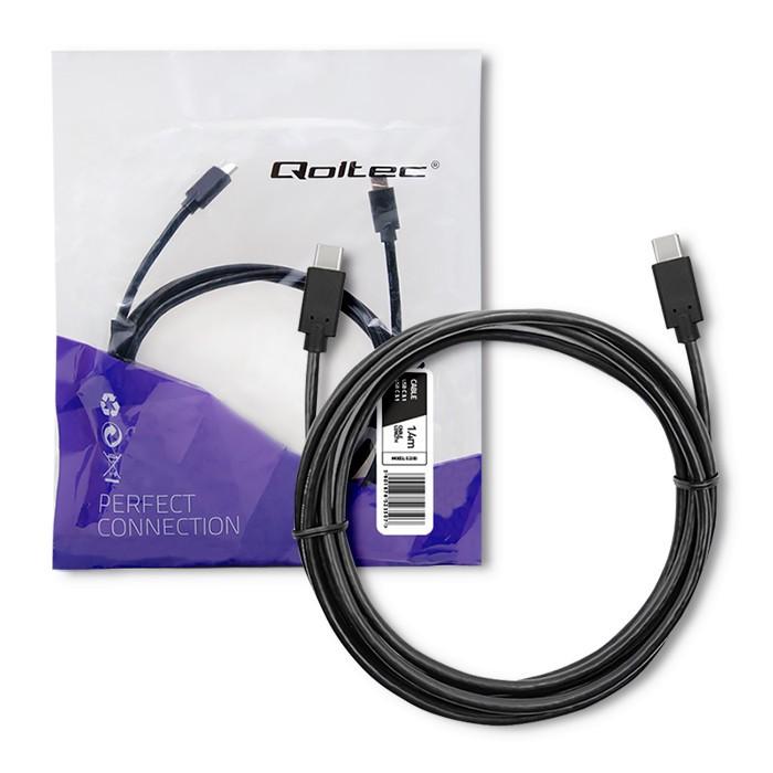 QOLTEC 52350 USB 3.1 tipo C kištukinis kabelis USB 3.1 tipo C kištukinis 1,4 m Juodas