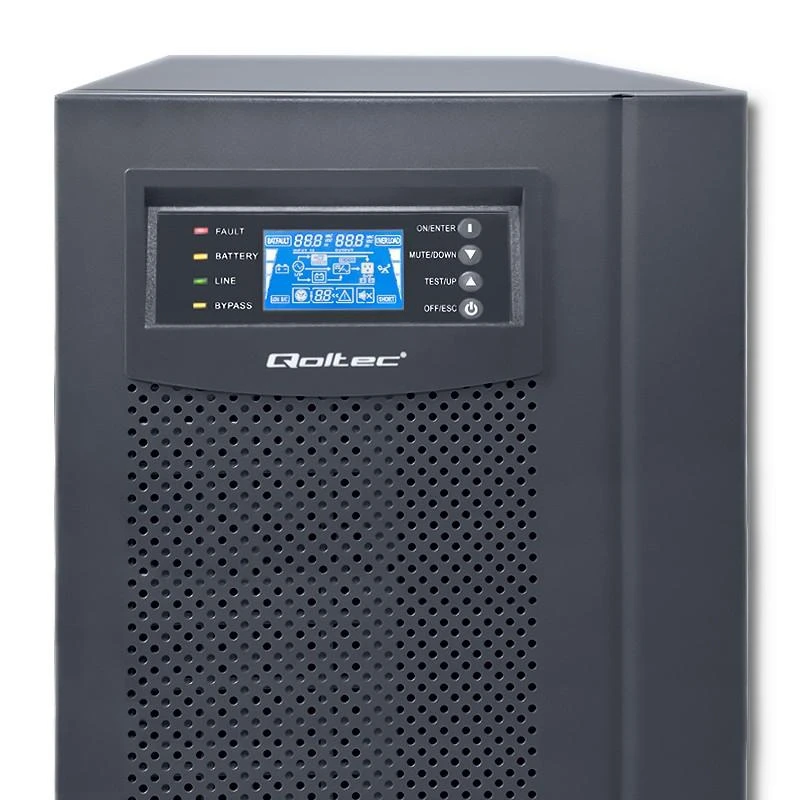 QOLTEC 53044 Qoltec Nepertraukiamas maitinimo šaltinis On-line 10KVA 8kW LCD USB