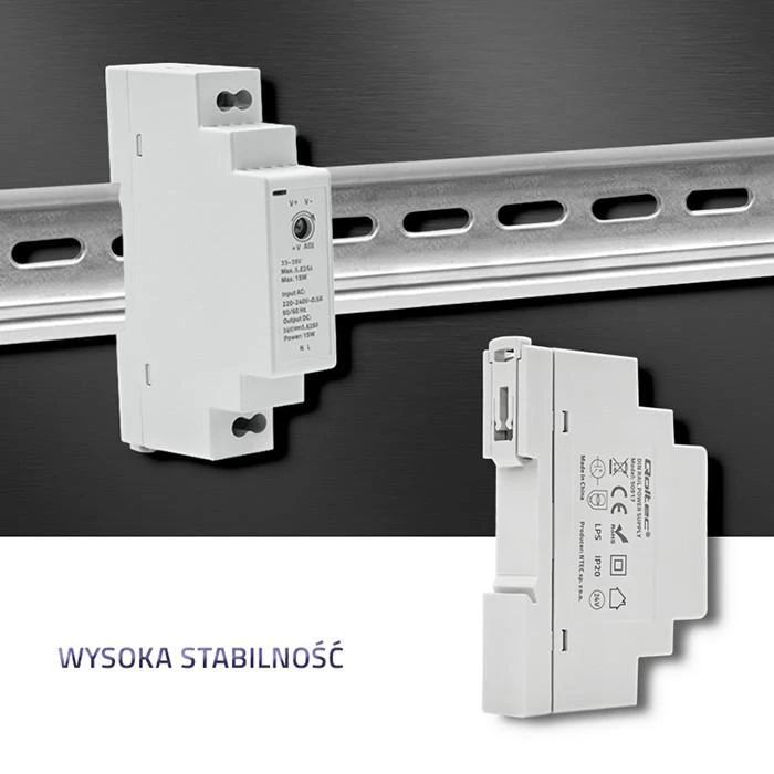 QOLTEC 50917 DIN bėgio maitinimo šaltinis 15W 24V 0.625A Pilka