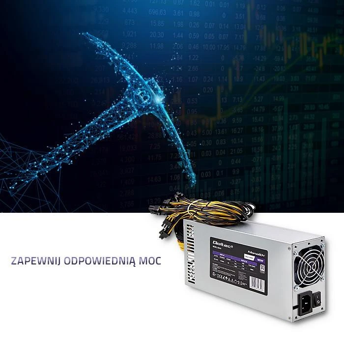 QOLTEC 50349 PCI-E 1800 W maitinimo šaltinis 80 Plus Platinum Game Miner