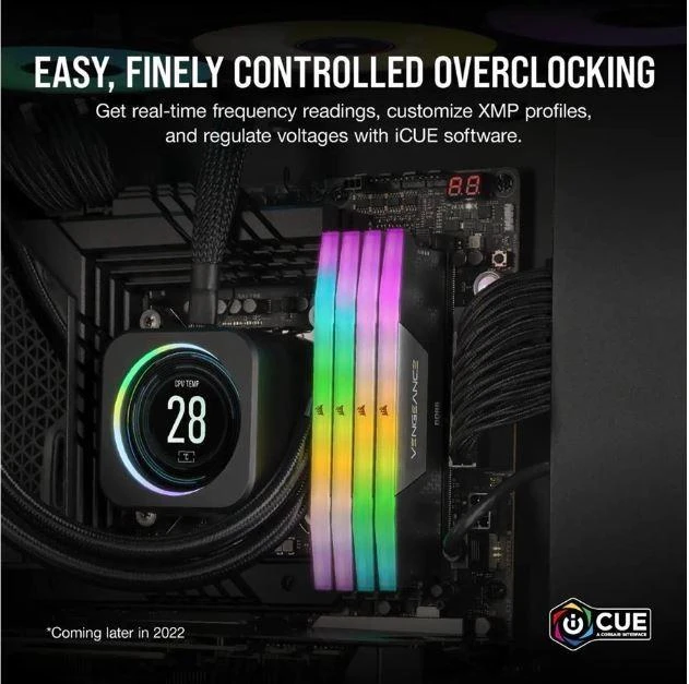 „Corsair Vengeance RGB DDR5-6000 RAM“, CL30, EXPO - 64 GB dviejų jungčių rinkinys, pilka