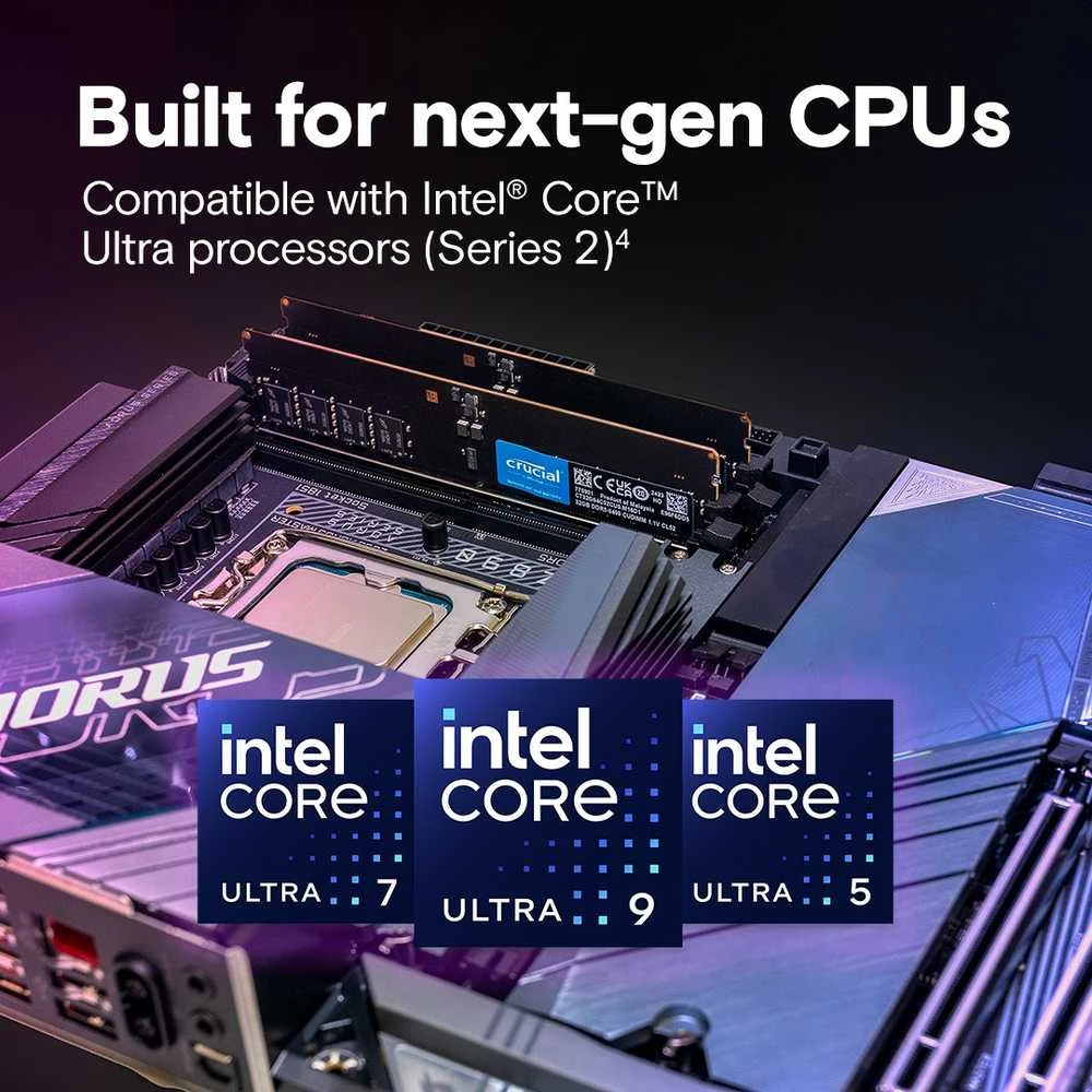 RAM Crucial DDR5 32GB/6400 CL52 CUDIMM atmintis