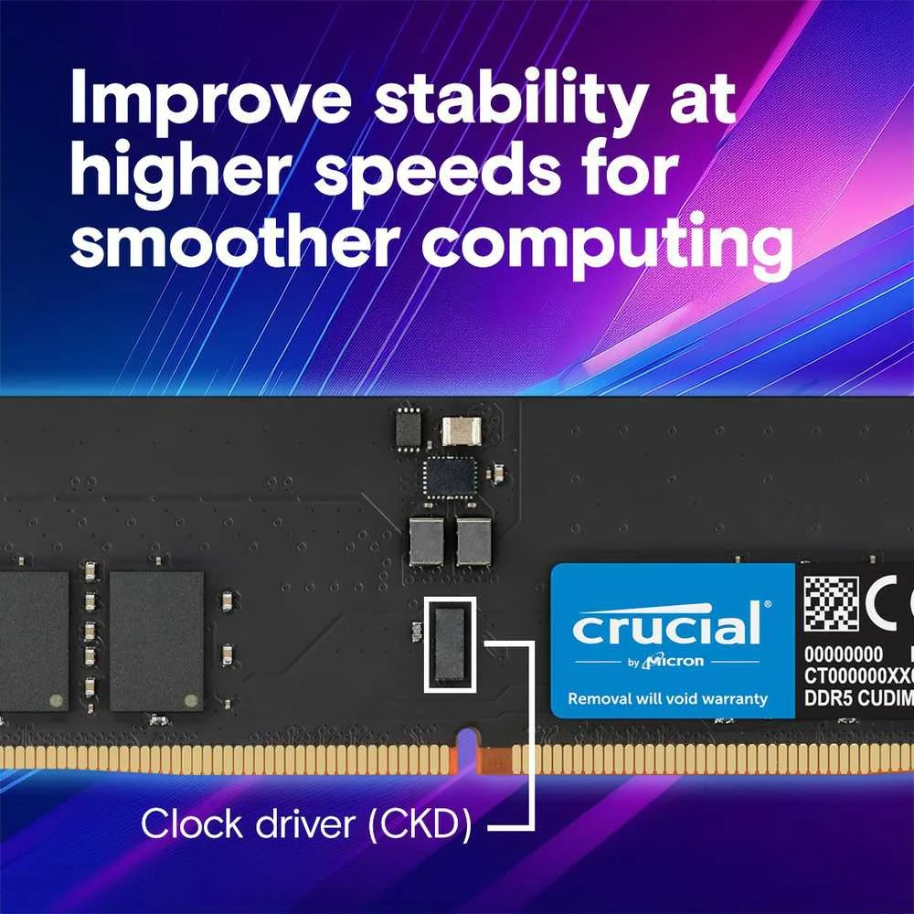 RAM Crucial DDR5 32GB/6400 CL52 CUDIMM atmintis
