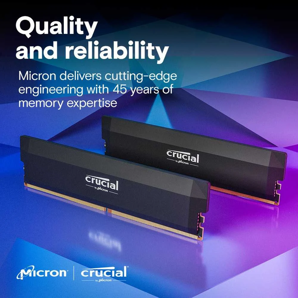 RAM „Crucial Pro“ spartinimo atmintis, 64 GB [2 x 32 GB 6000 MHz DDR5 CL40 UDIMM]