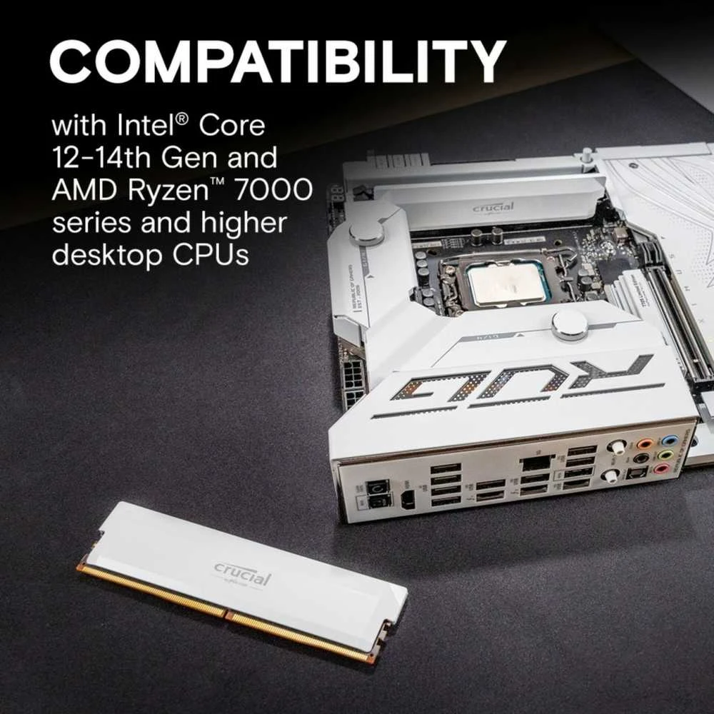 RAM „Crucial Pro Overclocking“ 64 GB [2 x 32 GB 6000 MHz DDR5 CL40 UDIMM] balta